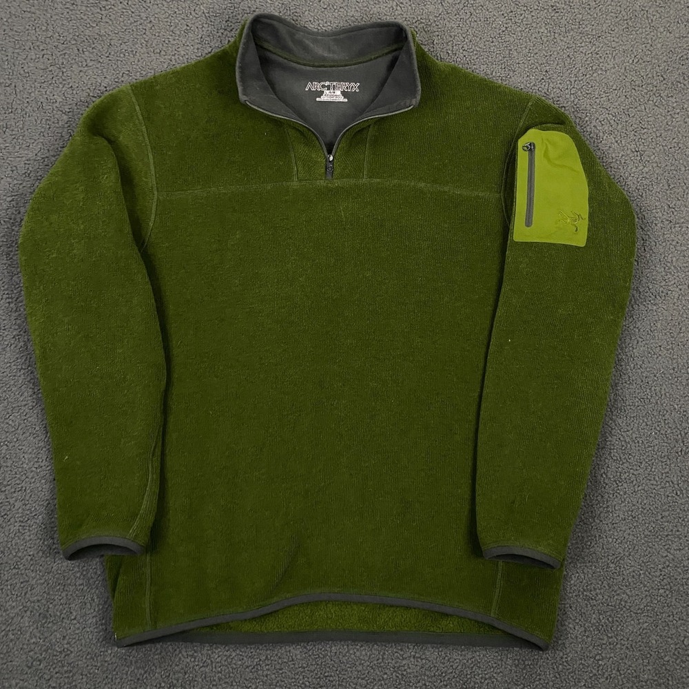 Vintage 90s Y2K Arc'teryx Fleece Pullover Mens Large Green 1/4 Zip Polartec